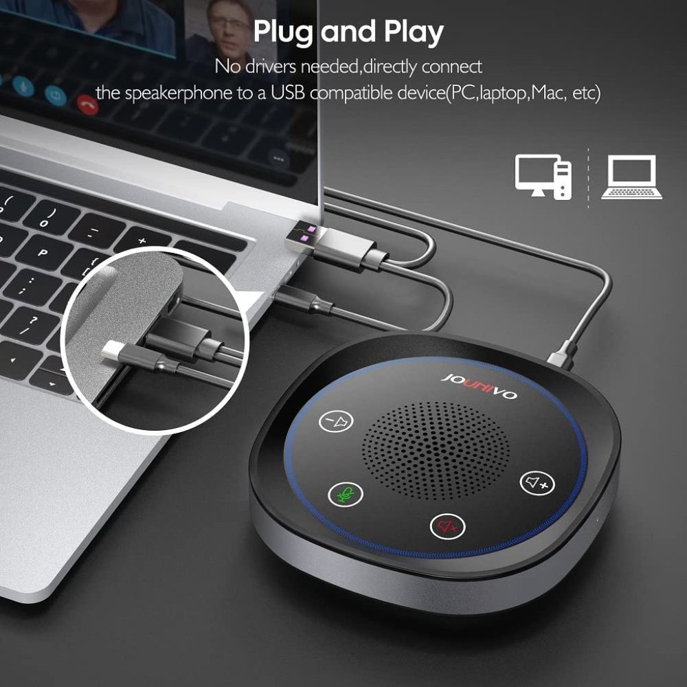 USB Speakerphone, Omnidirectional Computer Speaker with Microphone